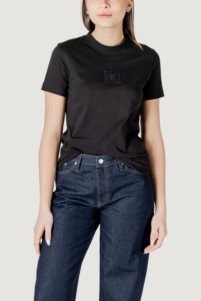 T-shirt Calvin Klein EMBROIDERED BOX REGU Nero