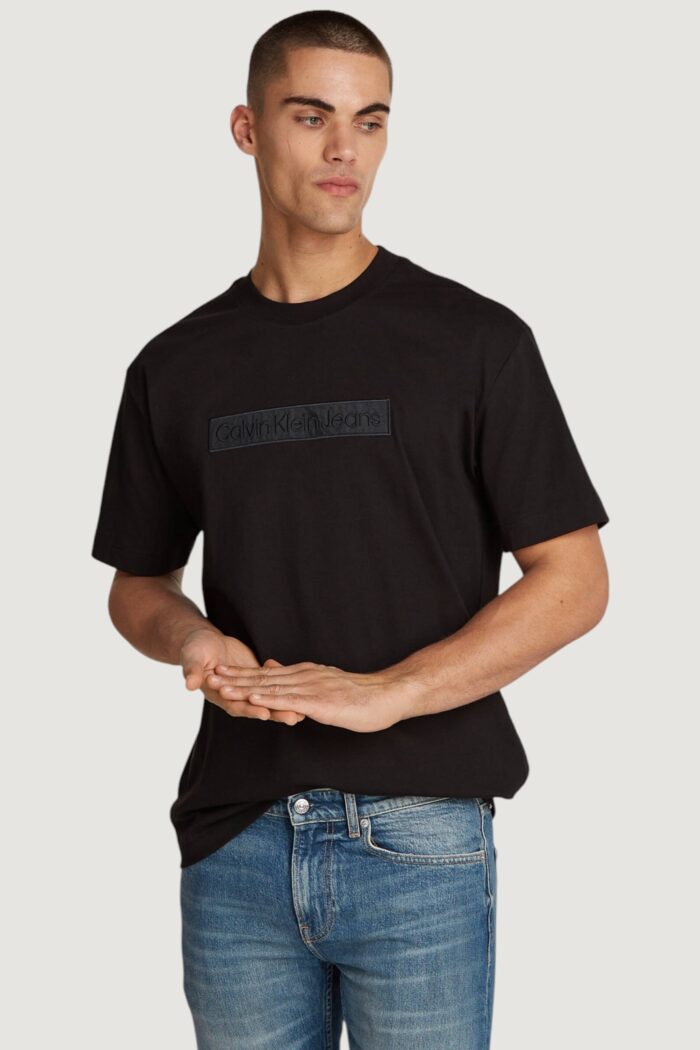 T-shirt Calvin Klein EMBROIDERED BOX TEE Nero