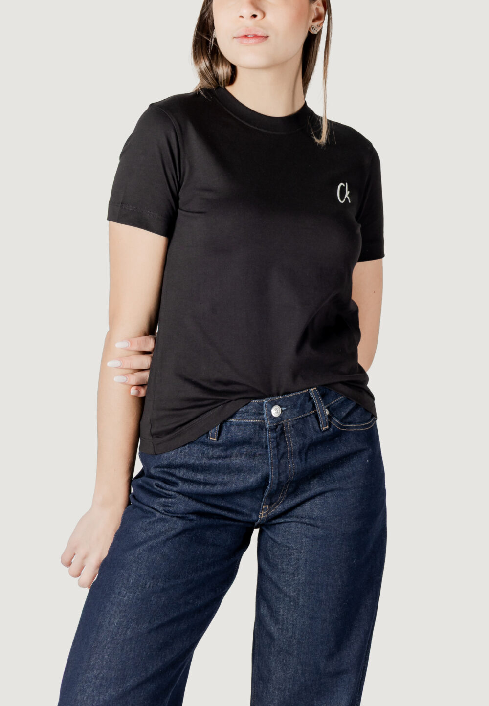 T-shirt Calvin Klein Jeans EMBROIDERED CK REGUL Nero - Foto 1