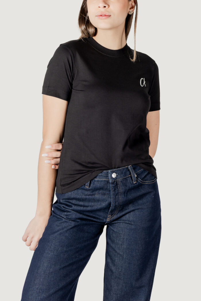 T-shirt Calvin Klein EMBROIDERED CK REGUL Nero