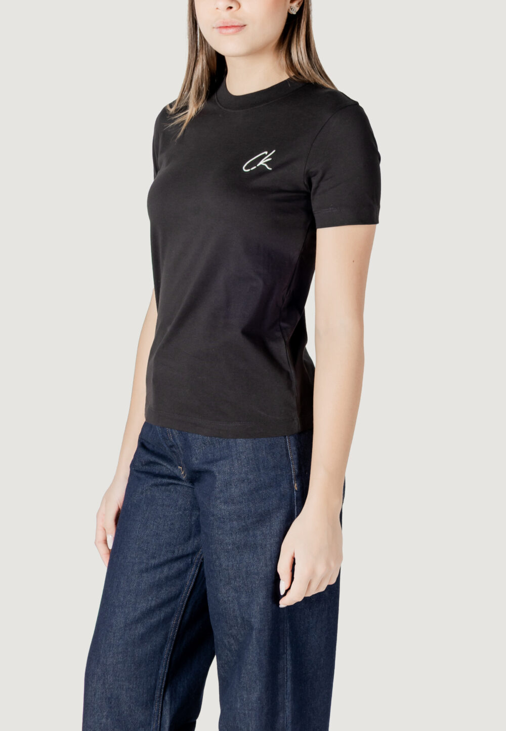 T-shirt Calvin Klein Jeans EMBROIDERED CK REGUL Nero - Foto 2