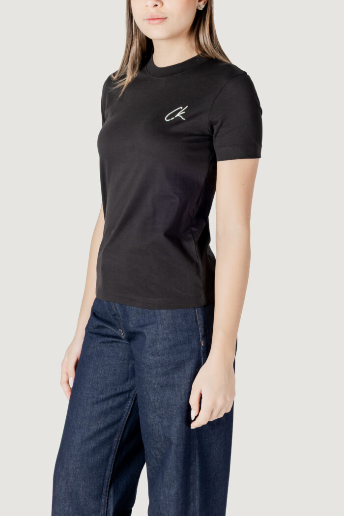 T-shirt Calvin Klein EMBROIDERED CK REGUL Nero