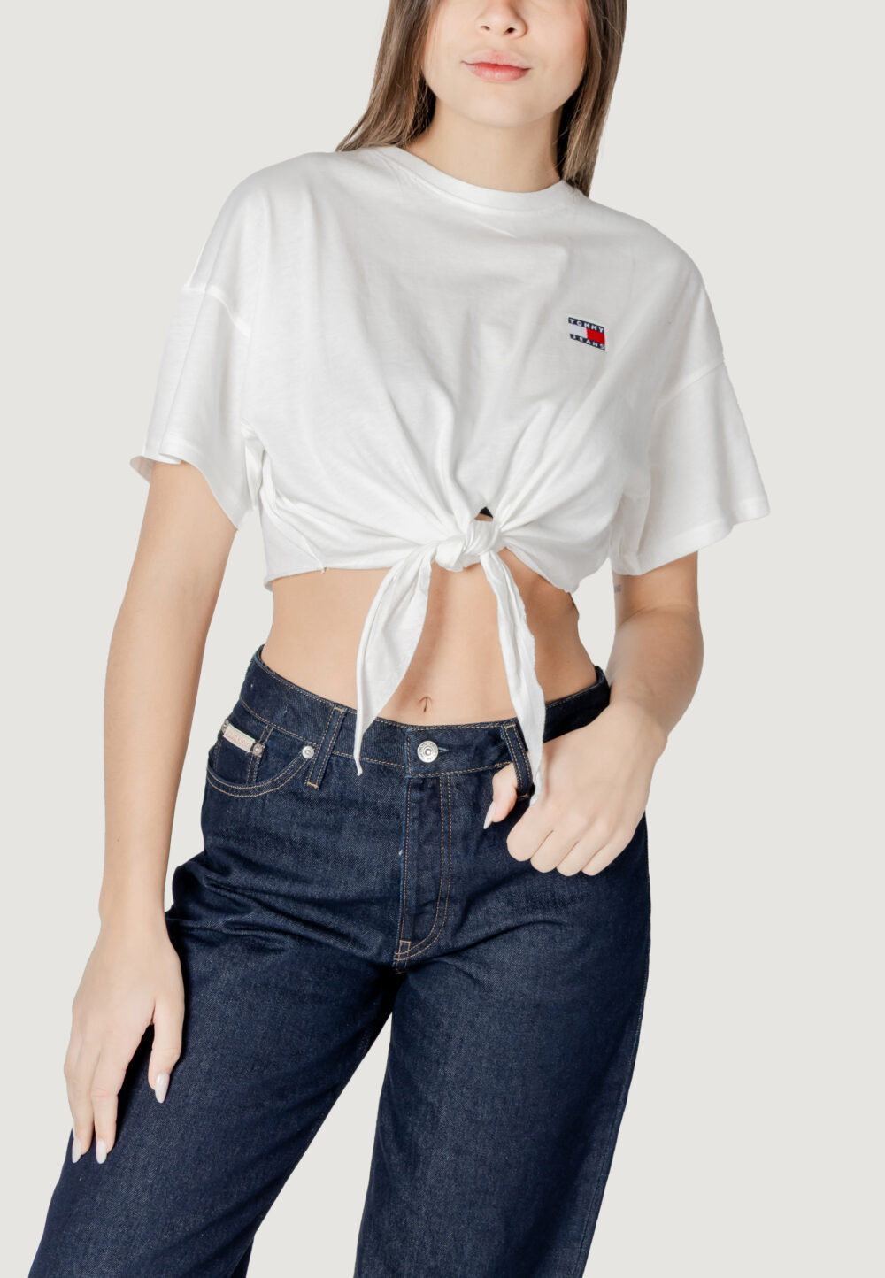 Top Tommy Hilfiger Jeans TJW REG WAIST TIE Panna - Foto 1