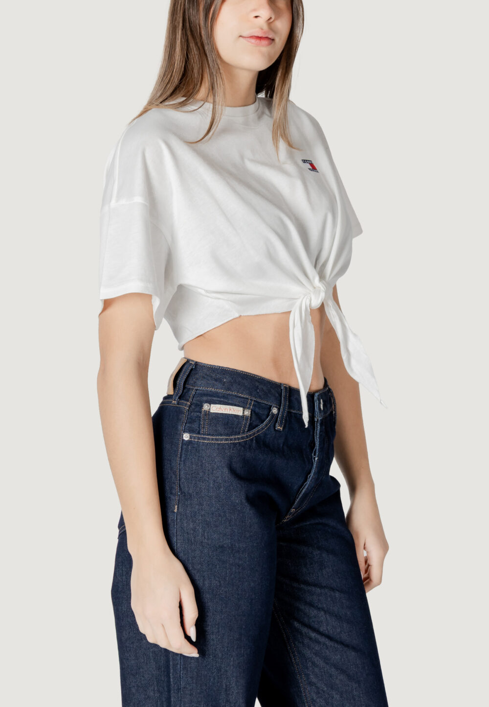 Top Tommy Hilfiger Jeans TJW REG WAIST TIE Panna - Foto 3