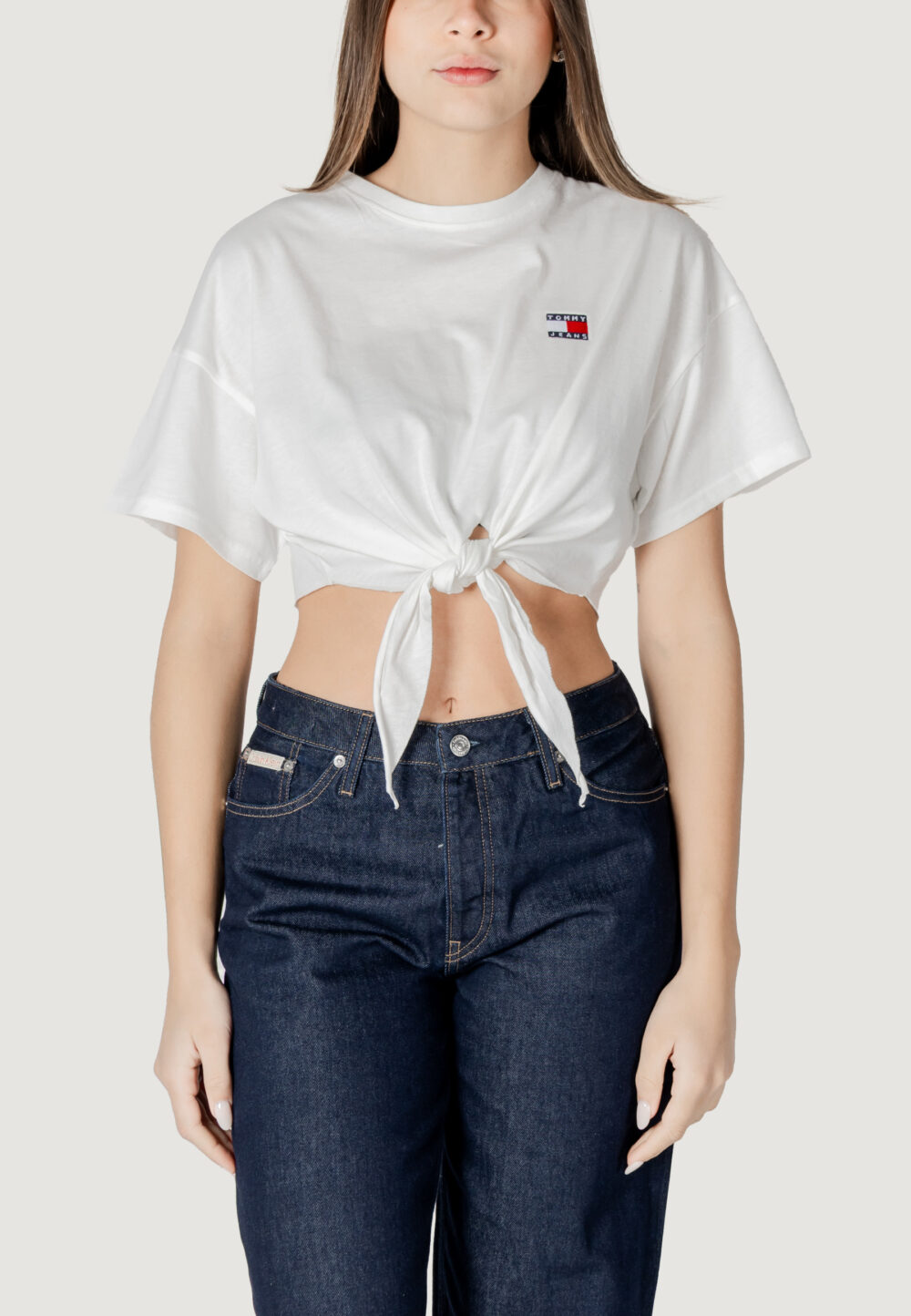 Top Tommy Hilfiger Jeans TJW REG WAIST TIE Panna - Foto 5