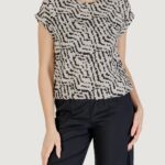 Blusa manica corta Street One Roundneck blouse w dropped shoulder AOP Avorio - Foto 1
