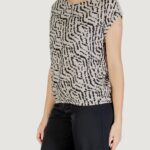 Blusa manica corta Street One Roundneck blouse w dropped shoulder AOP Avorio - Foto 2