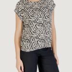 Blusa manica corta Street One Roundneck blouse w dropped shoulder AOP Avorio - Foto 3