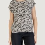Blusa manica corta Street One Roundneck blouse w dropped shoulder AOP Avorio - Foto 5