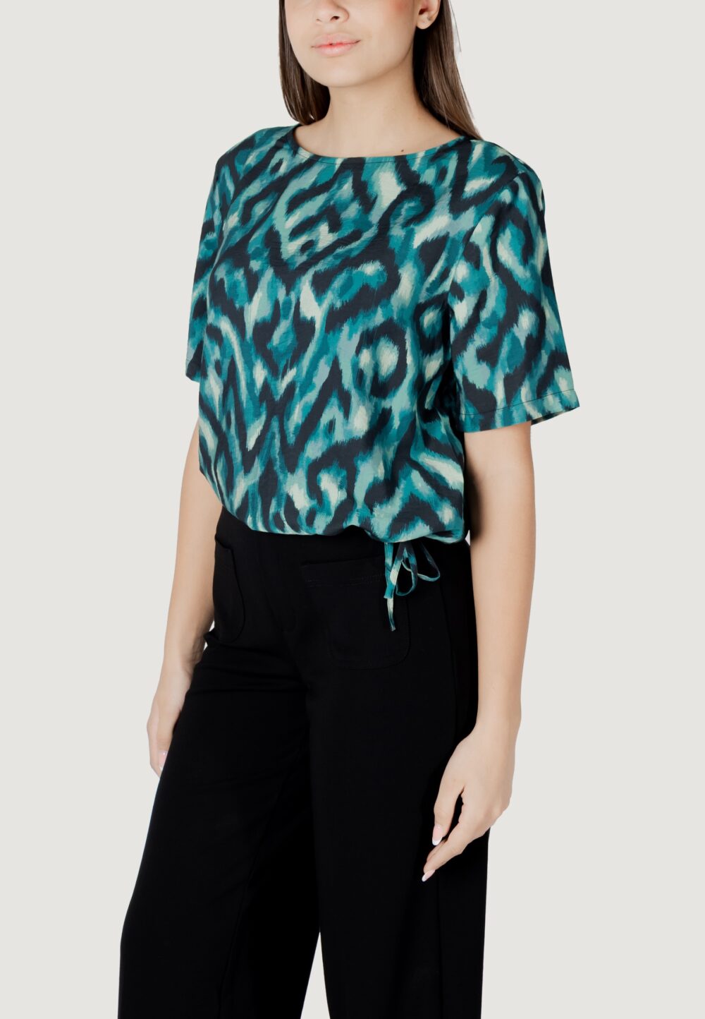 Blusa manica corta Street One Roundneck blouse w gath Verde - Foto 2