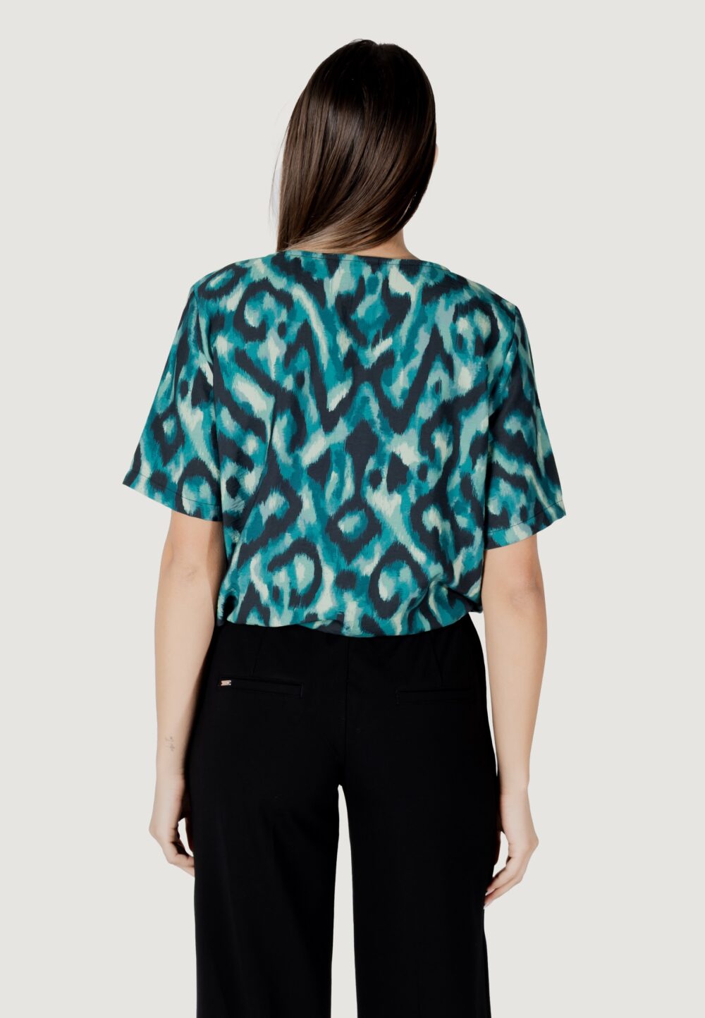 Blusa manica corta Street One Roundneck blouse w gath Verde - Foto 4