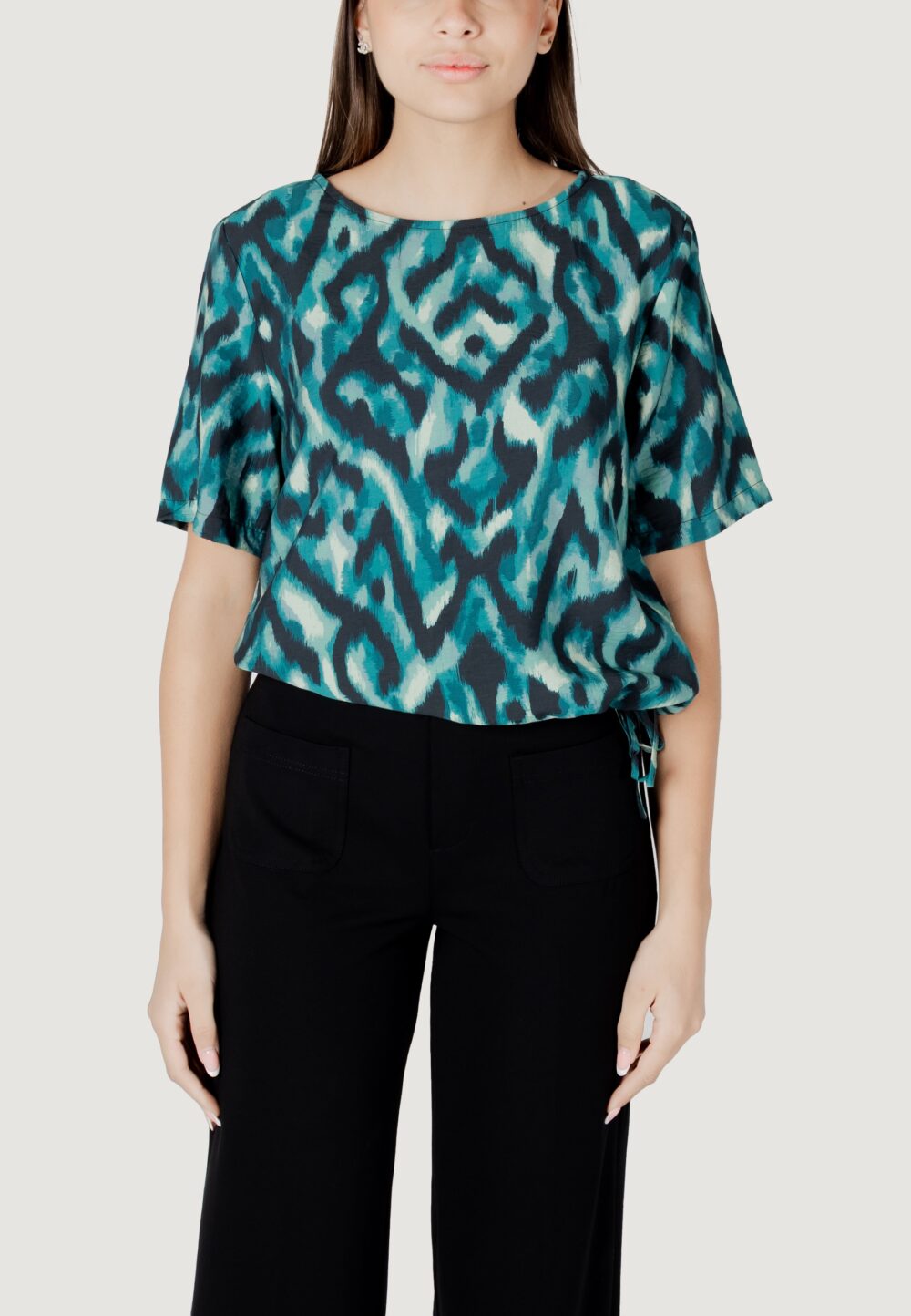 Blusa manica corta Street One Roundneck blouse w gath Verde - Foto 5
