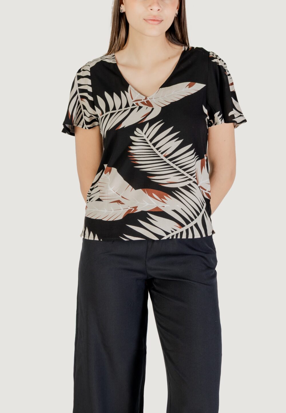Blusa manica corta Vero Moda Vmeasy Joy V-Neck Ss Wvn Ga Beige - Foto 1