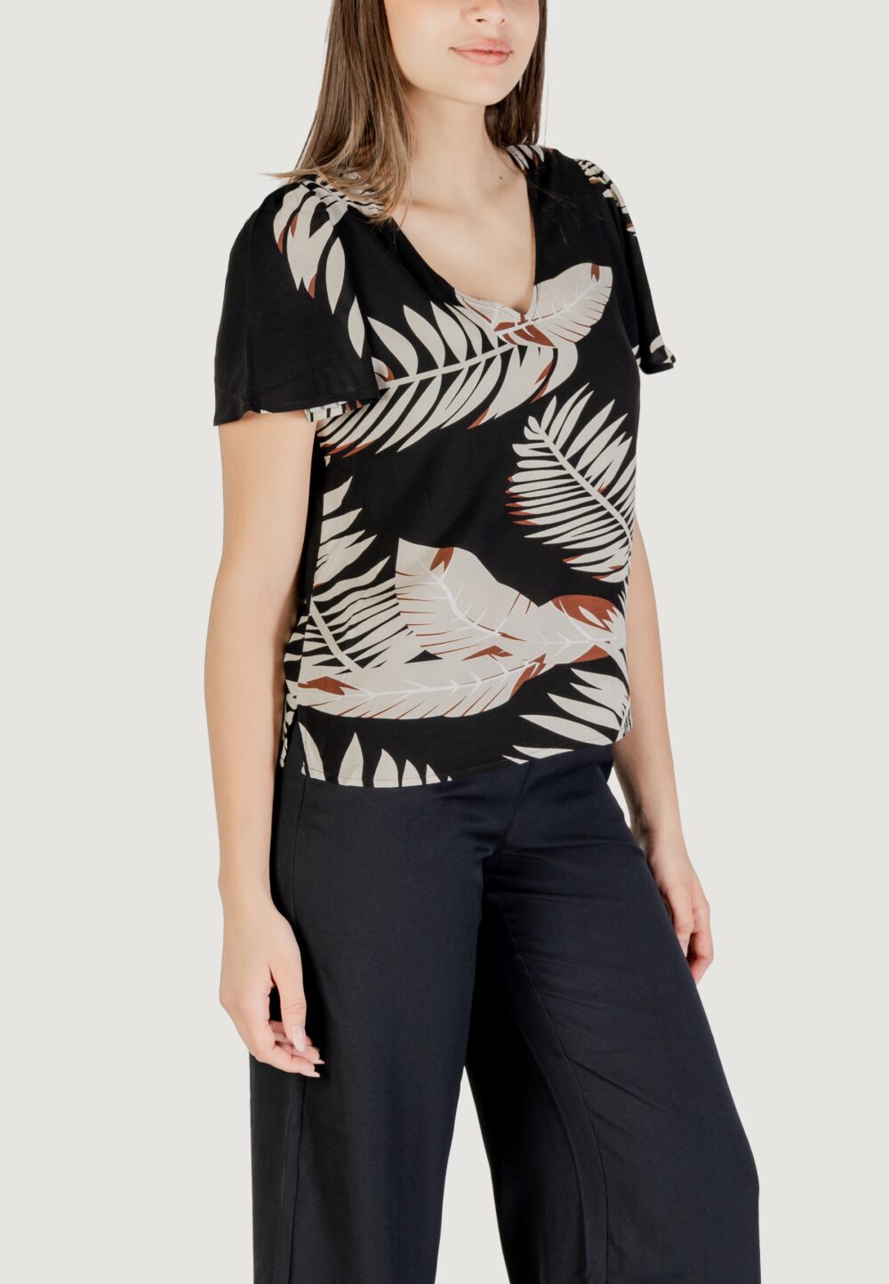 Blusa manica corta Vero Moda Vmeasy Joy V-Neck Ss Wvn Ga Beige - Foto 2