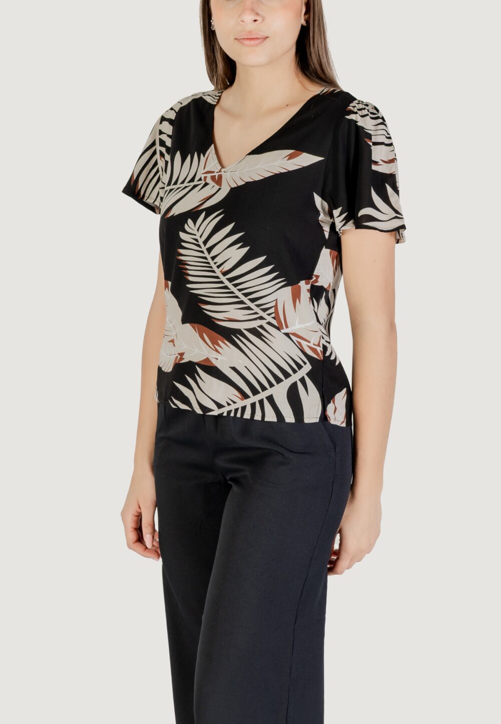 Blusa manica corta Vero Moda Vmeasy Joy V-Neck Ss Wvn Ga Beige - Foto 3