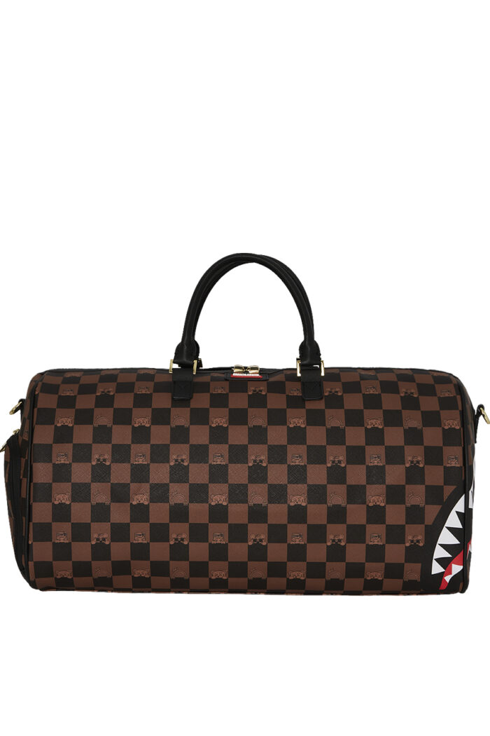 Borsa Sprayground PEEKING CHARACTER CHECK DUFFLE Marrone