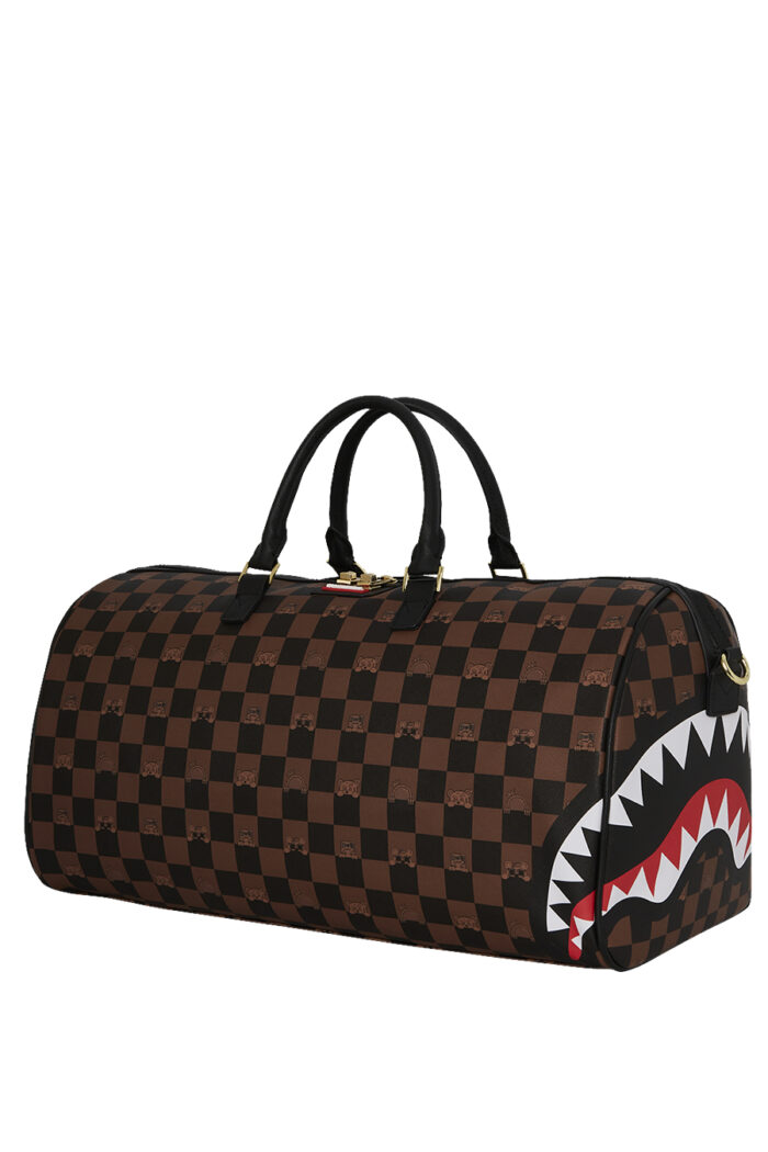 Borsa Sprayground PEEKING CHARACTER CHECK DUFFLE Marrone