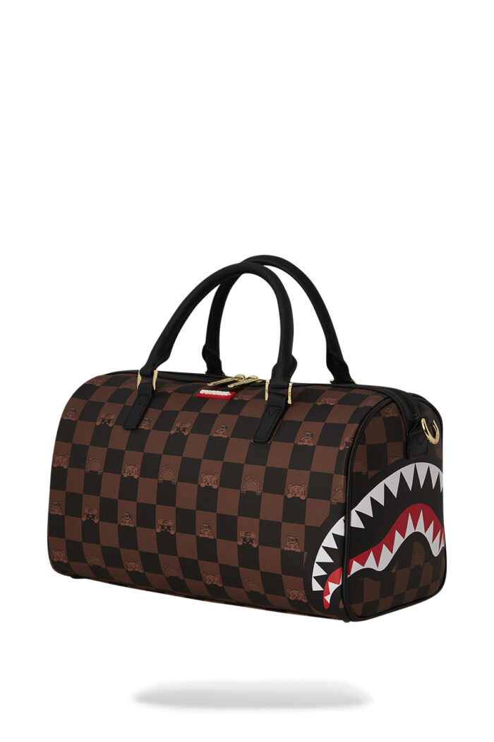 Borsa Sprayground PEEKING CHARACTER CHECK MINI DUFFLE Marrone
