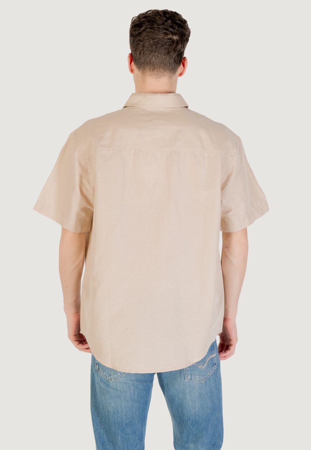 Camicia manica corta Calvin Klein Jeans LINEN COTTON S/S Beige - Foto 4