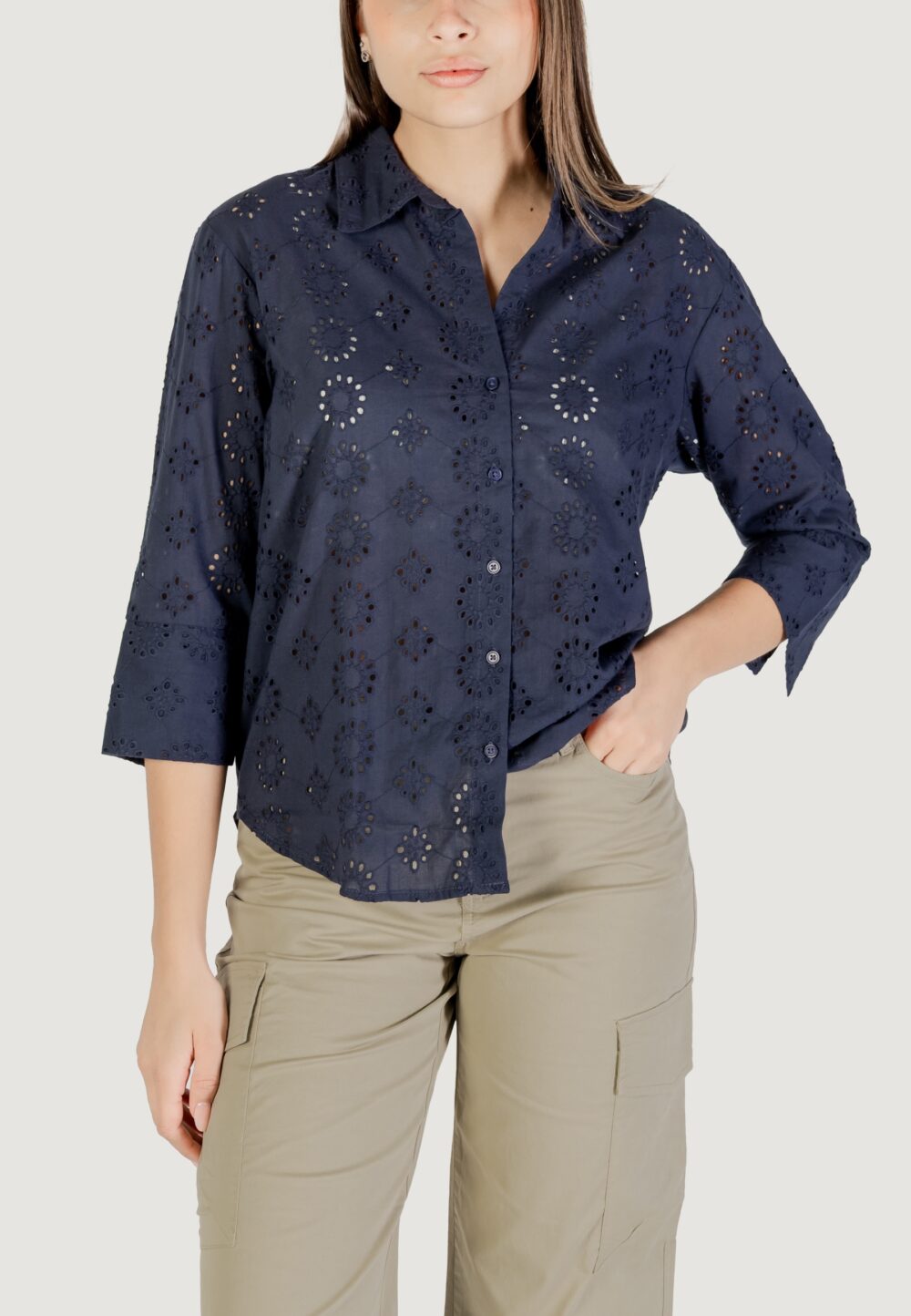 Camicia manica lunga Jacqueline de Yong Jdytallie 3/4 Long Shirt Wvn Noos Blu - Foto 1