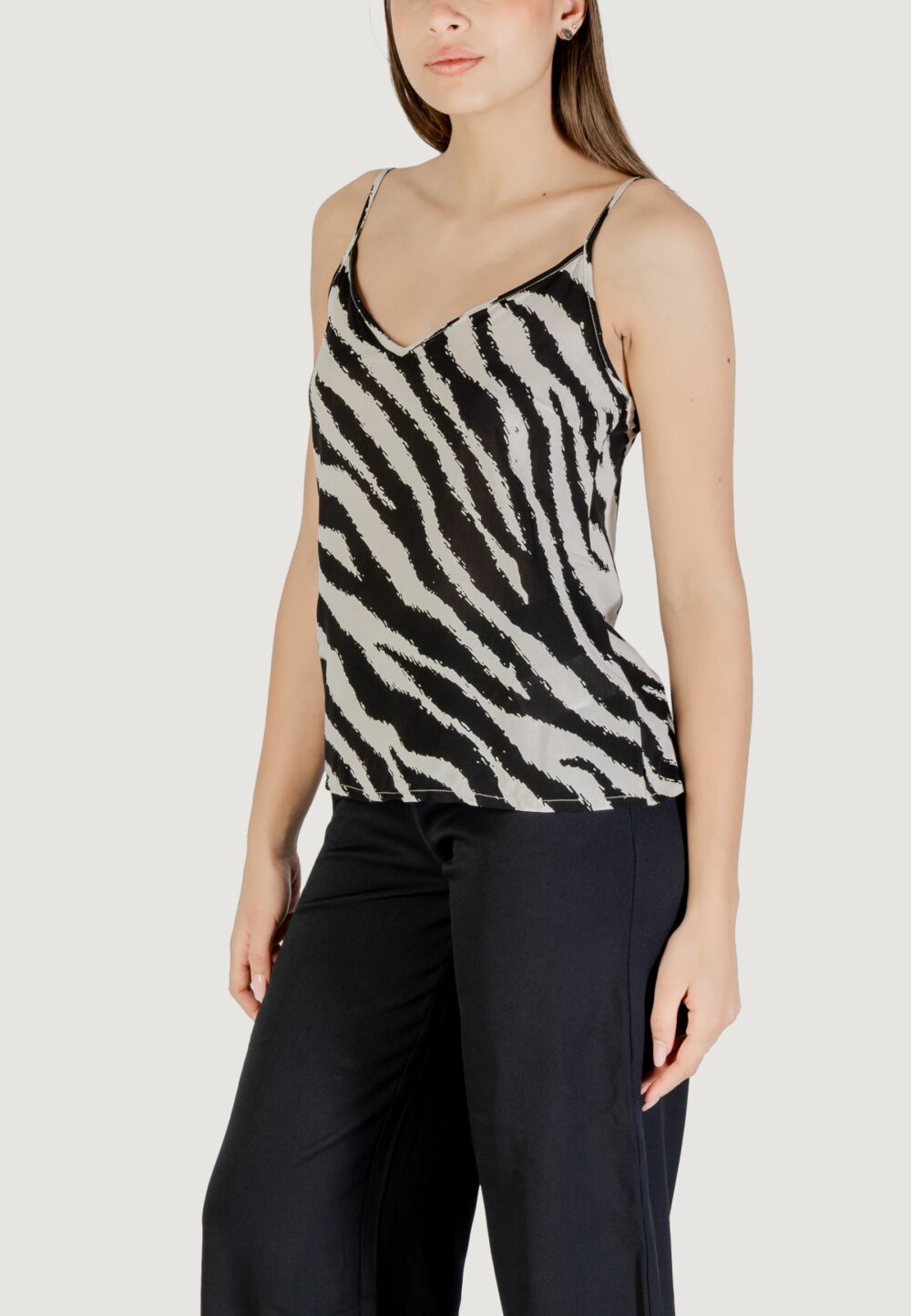 Canotta Vero Moda Vmeasy Joy V-Neck Singlet Wvn Ga Black-White - Foto 2