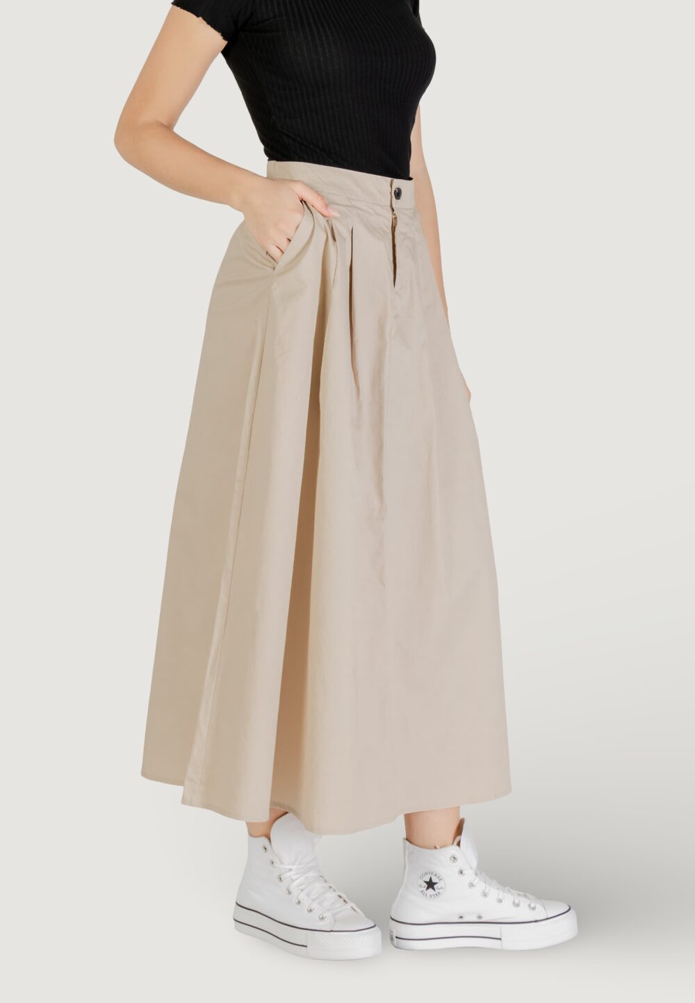 Gonna lunga Only Onlzora Hw Long Pleat Pnt Beige - Foto 3