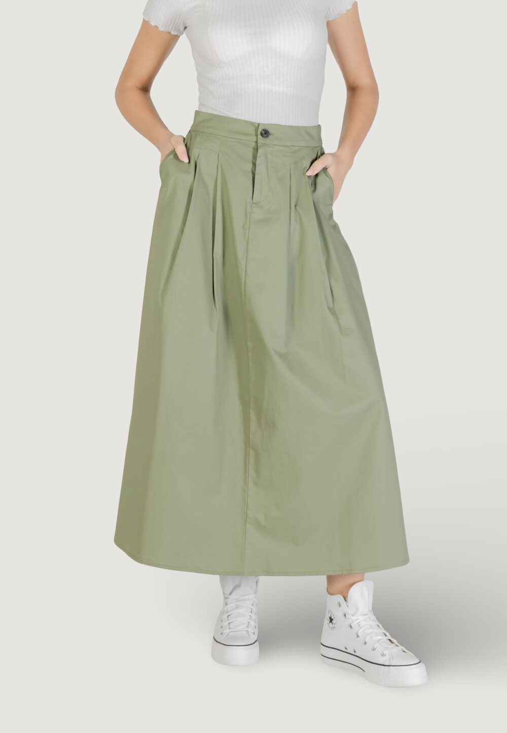 Gonna lunga Only Onlzora Hw Long Pleat Pnt Verde Oliva - Foto 1