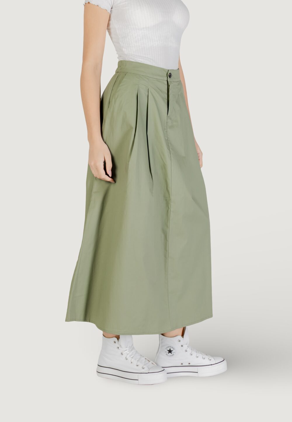 Gonna lunga Only Onlzora Hw Long Pleat Pnt Verde Oliva - Foto 3