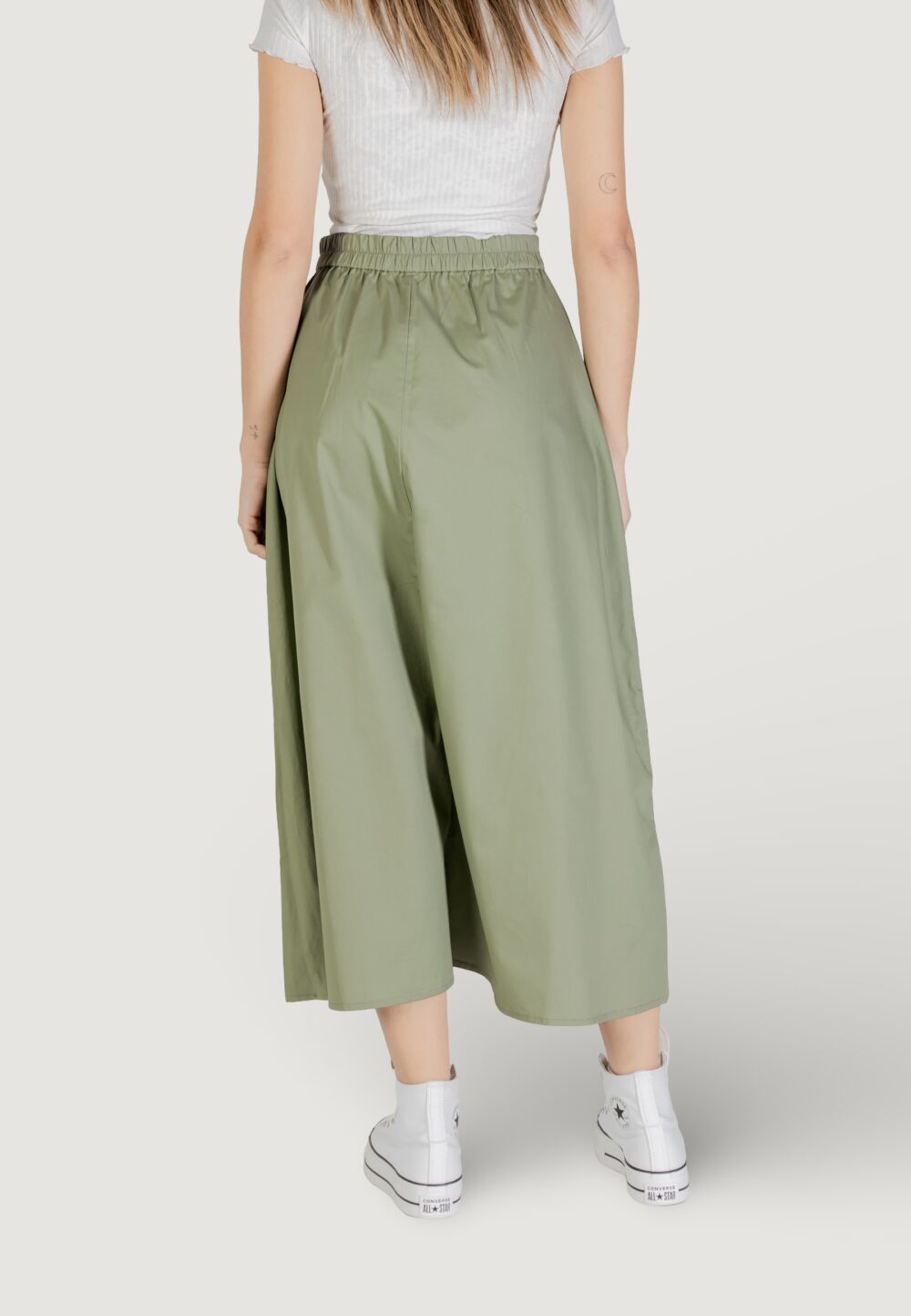 Gonna lunga Only Onlzora Hw Long Pleat Pnt Verde Oliva - Foto 4