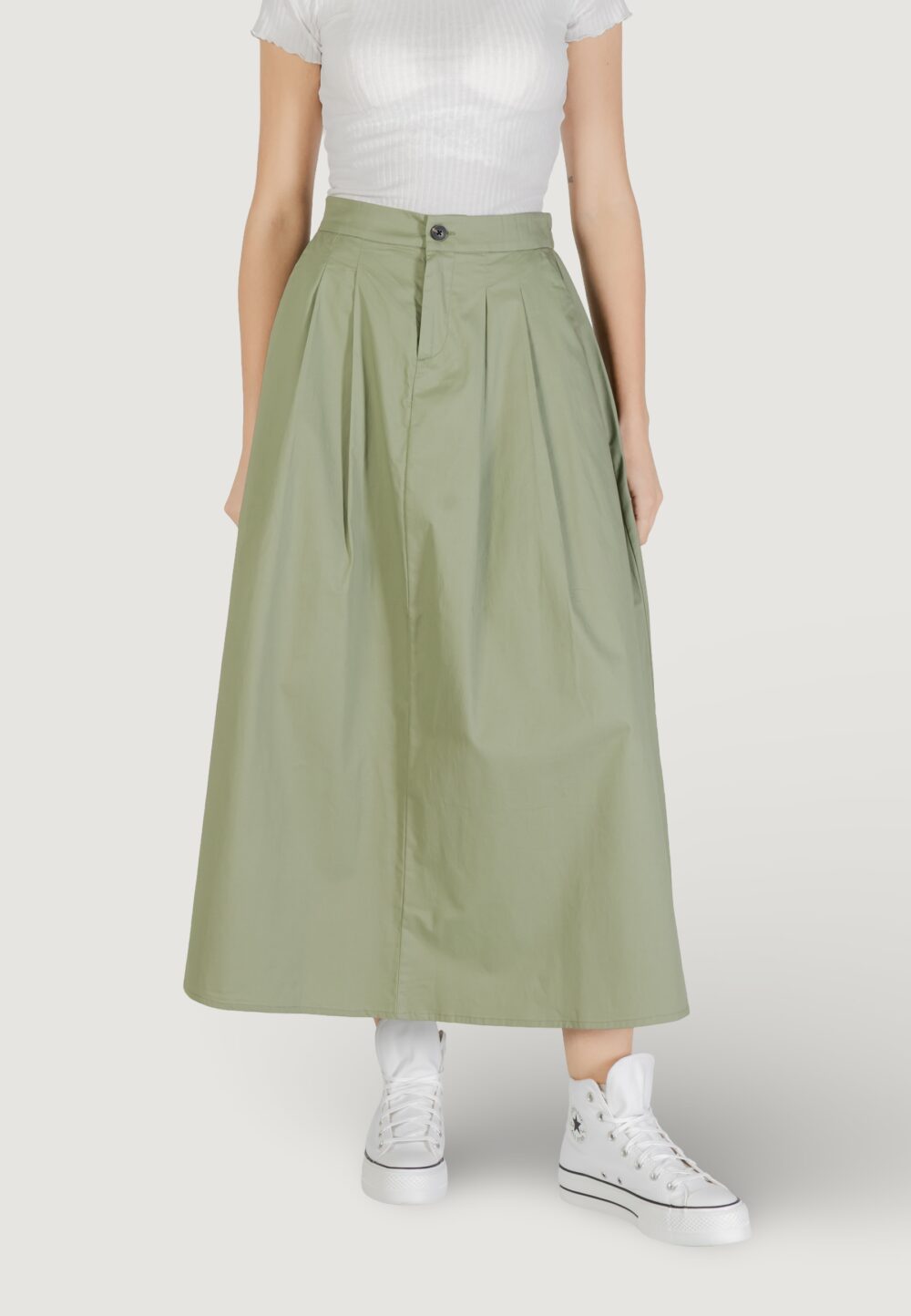 Gonna lunga Only Onlzora Hw Long Pleat Pnt Verde Oliva - Foto 5