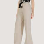 Pantaloni a palazzo Only Onlcaro Mw Linen Bl Pull-Up Beige - Foto 2