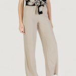 Pantaloni a palazzo Only Onlcaro Mw Linen Bl Pull-Up Beige - Foto 3