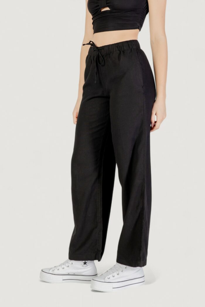 Pantaloni a palazzo Only Onlcaro Mw Linen Bl Pull-Up Nero