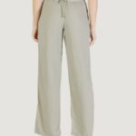 Pantaloni a palazzo Only Onlcaro Mw Linen Bl Pull-Up VERDE SALVIA - Foto 4