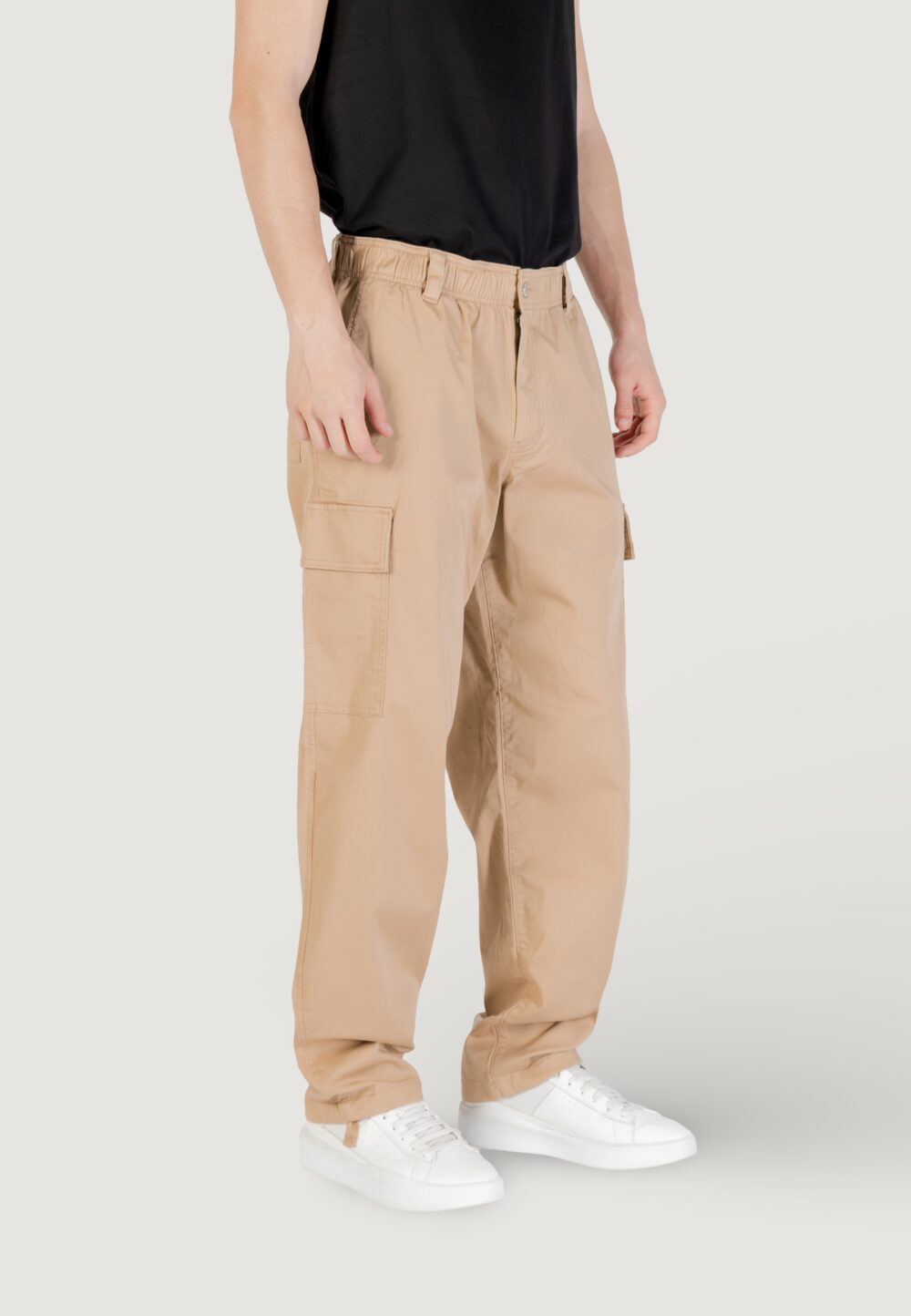 Pantaloni Calvin Klein Jeans REGULAR STRAIGHT CAR Beige scuro - Foto 3