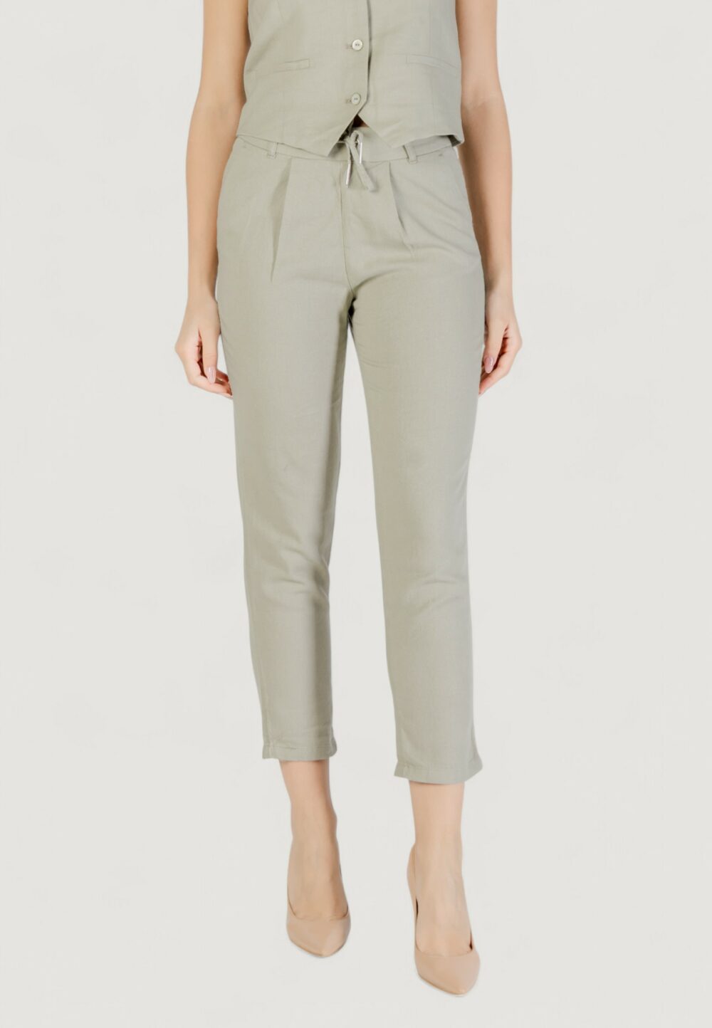 Pantaloni regular Only ONLCARO-POPTRASH EASY LINEN BL PNT NOOS VERDE SALVIA - Foto 1