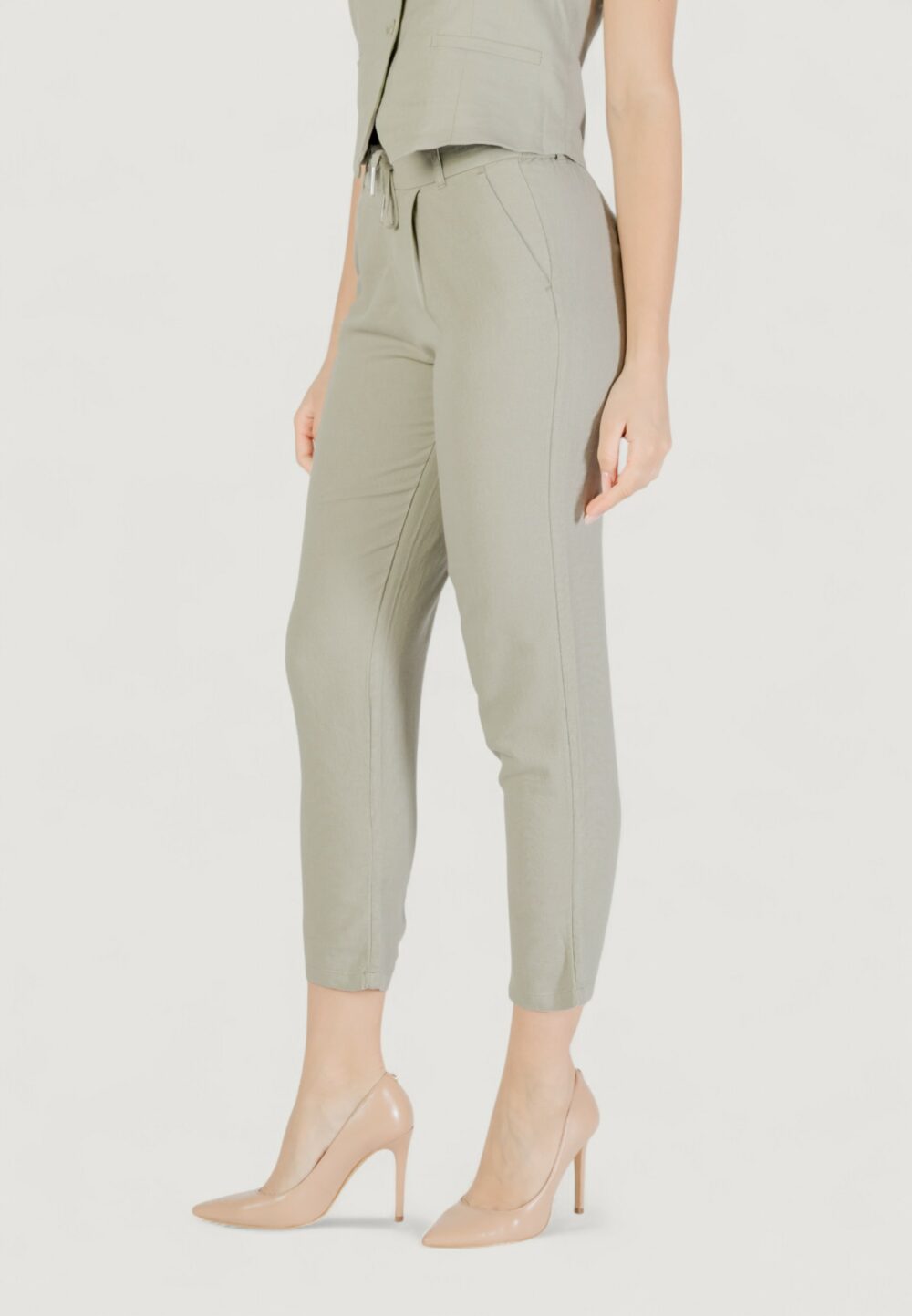 Pantaloni regular Only ONLCARO-POPTRASH EASY LINEN BL PNT NOOS VERDE SALVIA - Foto 2