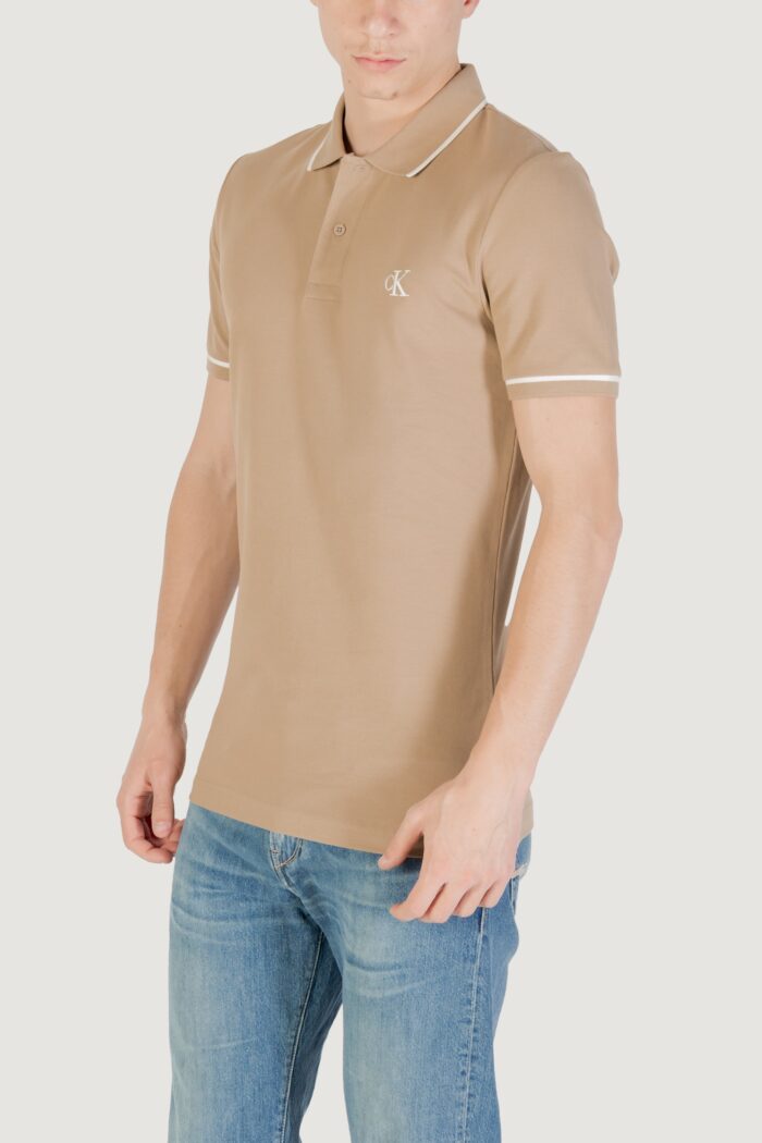 Polo manica corta Calvin Klein TIPPING SLIM POLO Beige