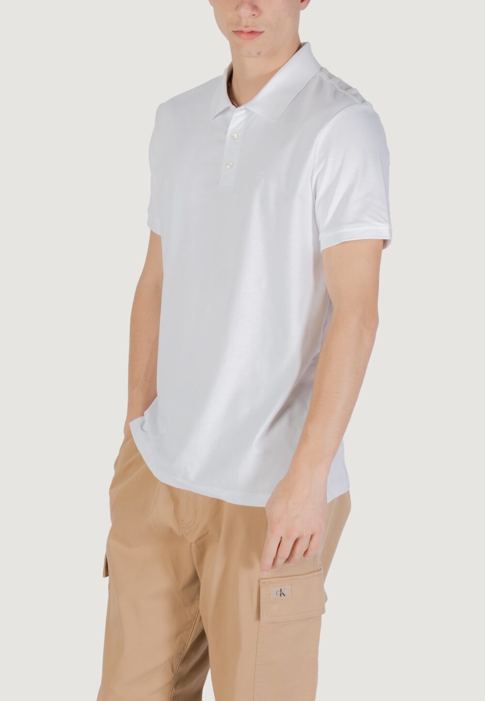 Polo manica corta Calvin Klein Jeans SS SMOOTH COTTON SOLID Bianco - Foto 3