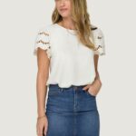 T-shirt Jacqueline de Yong Jdyhannah S/S Lace Wvn Bianco - Foto 1