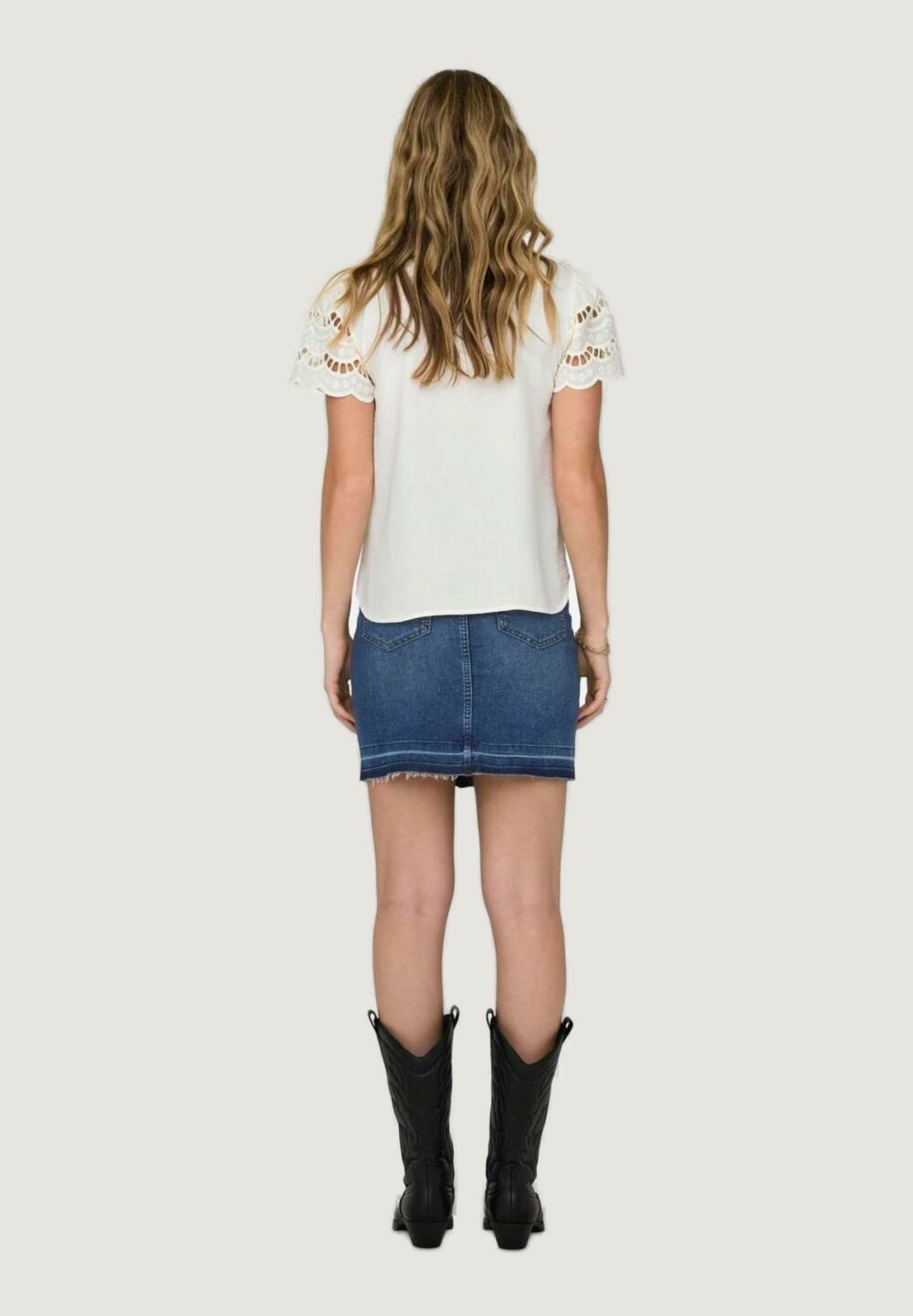 T-shirt Jacqueline de Yong Jdyhannah S/S Lace Wvn Bianco - Foto 3