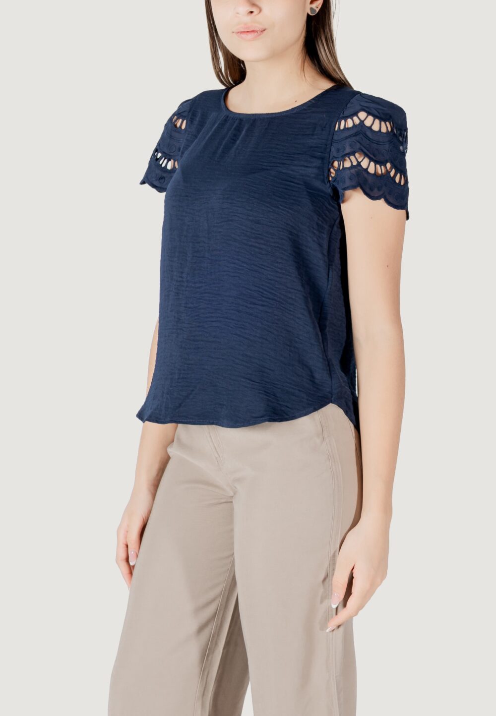T-shirt Jacqueline de Yong Jdyhannah S/S Lace Wvn Blu - Foto 2