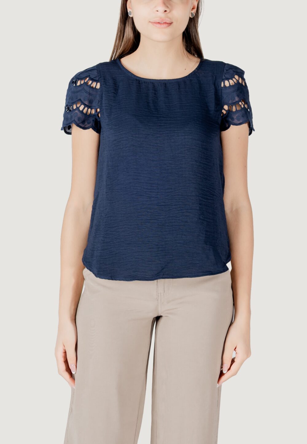 T-shirt Jacqueline de Yong Jdyhannah S/S Lace Wvn Blu - Foto 5
