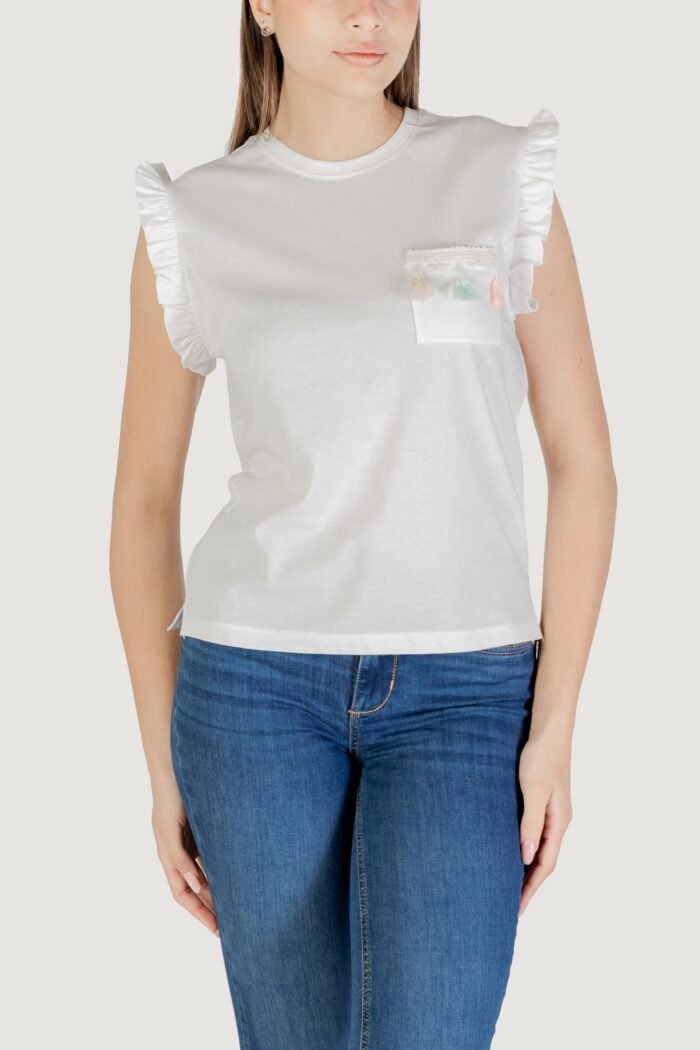 T-shirt Only ONLFILIPPA S/S DETAIL POCKET TOP JRS Avorio
