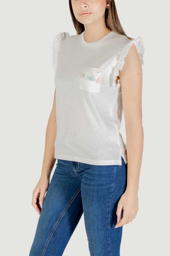 T-shirt Only ONLFILIPPA S/S DETAIL POCKET TOP JRS Avorio