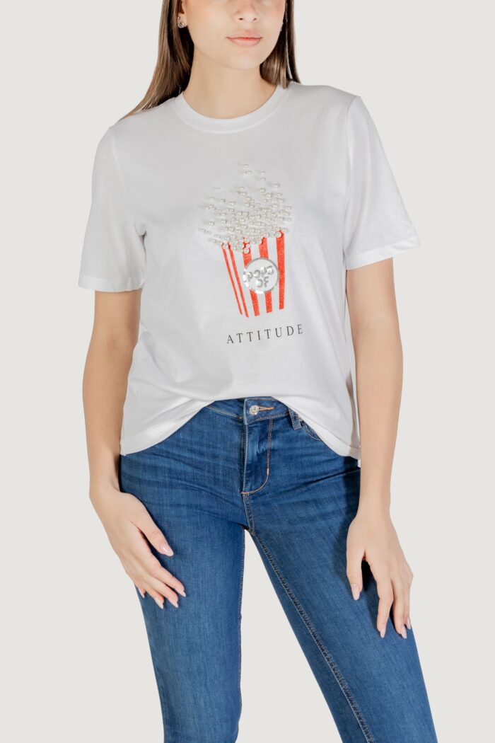 T-shirt Only Onlburst Life S/S Popcorn Top Box Jrs Bianco