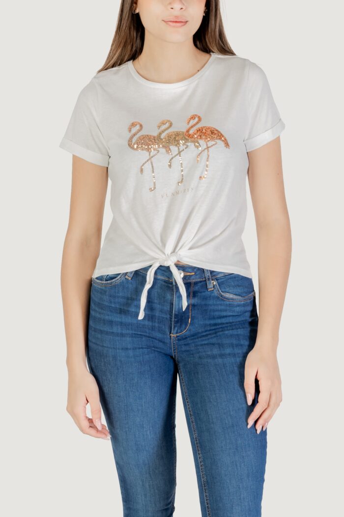 T-shirt Only Onldora S/S Knot Fold-Up Top Jrs Bianco
