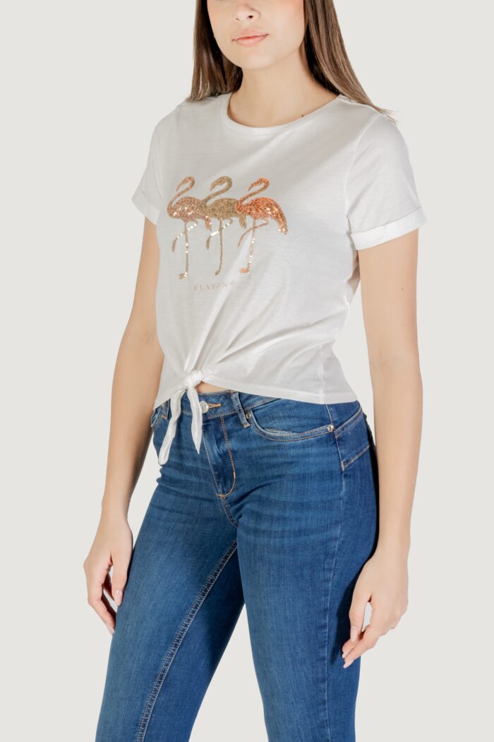 T-shirt Only Onldora S/S Knot Fold-Up Top Jrs Bianco