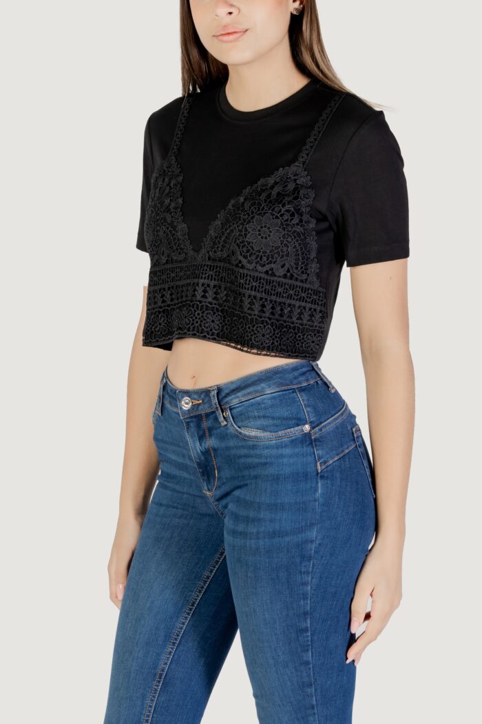T-shirt Only Onlbetsy Life S/S O-Neck Mix Top Jrs Nero