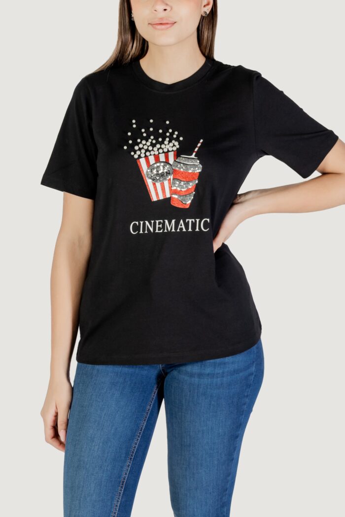 T-shirt Only Onlburst Life S/S Popcorn Top Box Jrs Nero